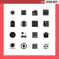 User Interface Pack of 16 Basic Solid Glyphs of interface ui computer layout grid Editable Vector Design Elements