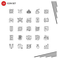 25 Thematic Vector Lines and Editable Symbols of log place right building house Editable Vector Design Elements