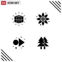 Set of 4 Modern UI Icons Symbols Signs for box arrow solution back to school right Editable Vector Design Elements