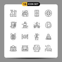 Modern Set of 16 Outlines Pictograph of outdoor lamp growth interior like Editable Vector Design Elements