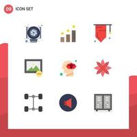 Flat Color Pack of 9 Universal Symbols of lotus head education harmony image Editable Vector Design Elements