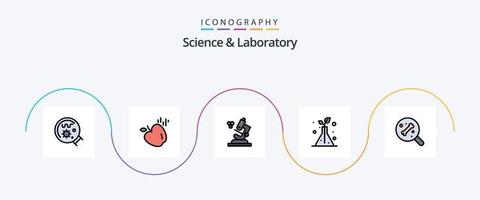 Science Line Filled Flat 5 Icon Pack Including . science. microscope. bone. trees vector