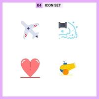 Universal Icon Symbols Group of 4 Modern Flat Icons of airport love factory waste canon Editable Vector Design Elements