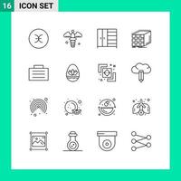 Group of 16 Modern Outlines Set for finance matrix furniture dimensional aggregation Editable Vector Design Elements