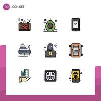 9 iconos creativos signos y símbolos modernos de elementos de diseño vectorial editables para iphone de barco de teléfono de carga detective vector