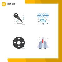 Pack of 4 Modern Flat Icons Signs and Symbols for Web Print Media such as birthday cinematography sing pollution clapper board Editable Vector Design Elements