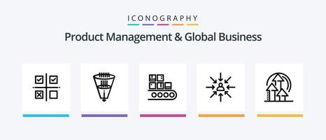 Product Managment And Global Business Line 5 Icon Pack Including filtering. data. sdk. hacking. growth. Creative Icons Design vector