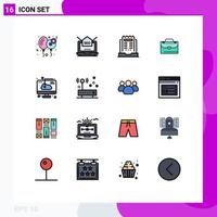 paquete de iconos de vectores de stock de 16 signos y símbolos de línea para la bolsa de amor, correo, periódico, noticias, elementos de diseño de vectores creativos editables