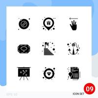 Pictogram Set of 9 Simple Solid Glyphs of top bangla shopping bangladesh monogram left Editable Vector Design Elements