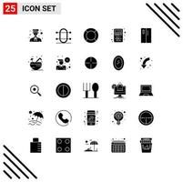 Mobile Interface Solid Glyph Set of 25 Pictograms of apps add rowing ux help Editable Vector Design Elements