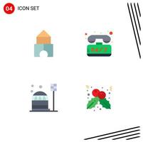 Group of 4 Modern Flat Icons Set for building construction help time habitation Editable Vector Design Elements