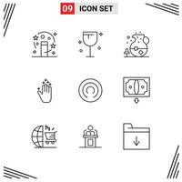 9 Thematic Vector Outlines and Editable Symbols of alternative currency down ice arrow gesture Editable Vector Design Elements