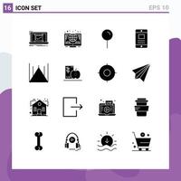 Set of 16 Modern UI Icons Symbols Signs for islamabad online coins text pin Editable Vector Design Elements