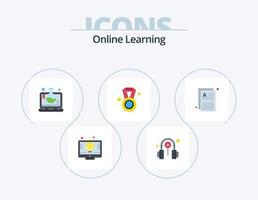 Online Learning Flat Icon Pack 5 Icon Design. documents. world. online. study abroad. laptop vector