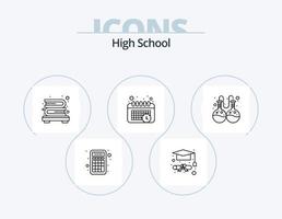 High School Line Icon Pack 5 Icon Design. research. atom. learn. tool. pencil vector