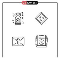 Line Pack of 4 Universal Symbols of extinguisher mail customer service easter Editable Vector Design Elements