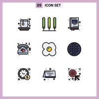 Set of 9 Modern UI Icons Symbols Signs for belgian omelet notepad kitchen wedding Editable Vector Design Elements