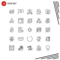 Pictogram Set of 25 Simple Lines of student star couple bright muslim Editable Vector Design Elements