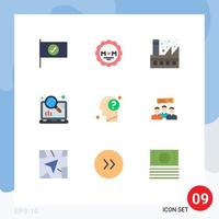 Pictogram Set of 9 Simple Flat Colors of education seo eco optimization internet Editable Vector Design Elements