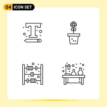 paquete de línea de vector editable de 4 colores planos de línea de llenado simple de configuración de texto de planta de fuente entorno elementos de diseño de vector editable de bebé