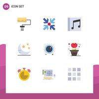 9 Universal Flat Colors Set for Web and Mobile Applications level control song audio sleep Editable Vector Design Elements