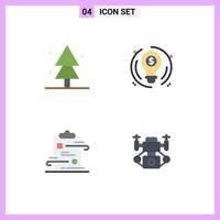 4 Universal Flat Icons Set for Web and Mobile Applications forest document tree circle paper Editable Vector Design Elements