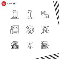 9 iconos creativos signos y símbolos modernos de consejos de archivos de ayuno sin agua consejos de negocios elementos de diseño de vectores editables