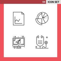 4 colores planos de línea de llenado de vectores temáticos y símbolos editables de análisis de correo electrónico elementos de diseño de vectores editables de correo electrónico de datos financieros