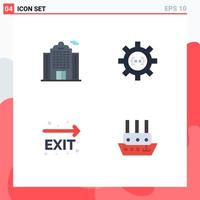 4 User Interface Flat Icon Pack of modern Signs and Symbols of apartment fire exit coding development navigation Editable Vector Design Elements