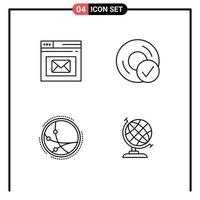 Set of 4 Modern UI Icons Symbols Signs for browser gadget page connected communication Editable Vector Design Elements