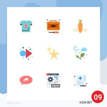 conjunto moderno de 9 colores planos pictograma de forma derecha servicio adelante primavera elementos de diseño vectorial editables vector