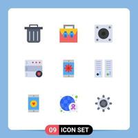 Universal Icon Symbols Group of 9 Modern Flat Colors of gym locker mobile application hard disk mobile server Editable Vector Design Elements