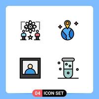 Universal Icon Symbols Group of 4 Modern Filledline Flat Colors of user photo man map biology Editable Vector Design Elements