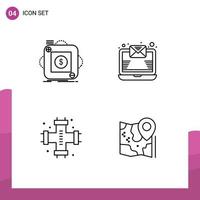 4 Creative Icons Modern Signs and Symbols of purchase pipes application mail plumbing Editable Vector Design Elements