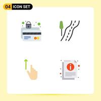 Flat Icon Pack of 4 Universal Symbols of atm card finger lock route gestures Editable Vector Design Elements