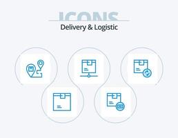 Delivery And Logistic Blue Icon Pack 5 Icon Design. network. delivery. shipping. shipping. location vector