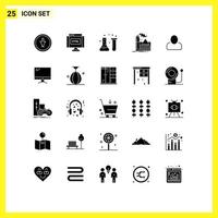 Modern Set of 25 Solid Glyphs and symbols such as alert factory internet pollution chemical lab Editable Vector Design Elements