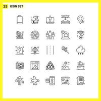 Mobile Interface Line Set of 25 Pictograms of map eye hardware shipping services logistic Editable Vector Design Elements