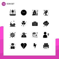 Set of 16 Modern UI Icons Symbols Signs for exercise space account communication saving Editable Vector Design Elements