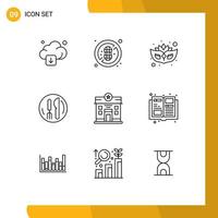 Set of 9 Vector Outlines on Grid for stare life mask city kneef Editable Vector Design Elements