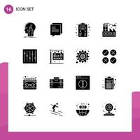 Universal Icon Symbols Group of 16 Modern Solid Glyphs of devices factory business plan life scheme Editable Vector Design Elements