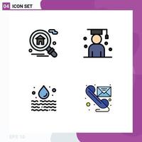 Pictogram Set of 4 Simple Filledline Flat Colors of home leak avatar scholar waste Editable Vector Design Elements