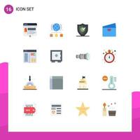 16 Thematic Vector Flat Colors and Editable Symbols of global credit network security protection Editable Pack of Creative Vector Design Elements