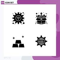 Mobile Interface Solid Glyph Set of Pictograms of gear gold wifi product global Editable Vector Design Elements