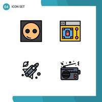 Pack of 4 creative Filledline Flat Colors of devices fly equipment design science Editable Vector Design Elements