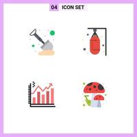 Group of 4 Modern Flat Icons Set for labour analysis mining punching business Editable Vector Design Elements