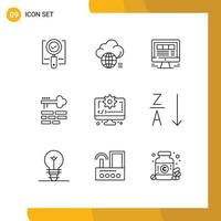 Set of 9 Modern UI Icons Symbols Signs for layout key storage web website Editable Vector Design Elements