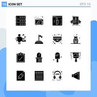 User Interface Pack of 16 Basic Solid Glyphs of music profile investigation hr employee Editable Vector Design Elements