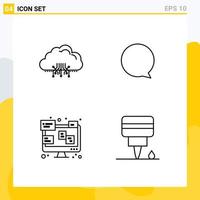 4 Creative Icons Modern Signs and Symbols of cloud communication hosting instagram monitor Editable Vector Design Elements