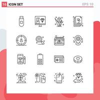 Modern Set of 16 Outlines and symbols such as target design egg file sketch Editable Vector Design Elements